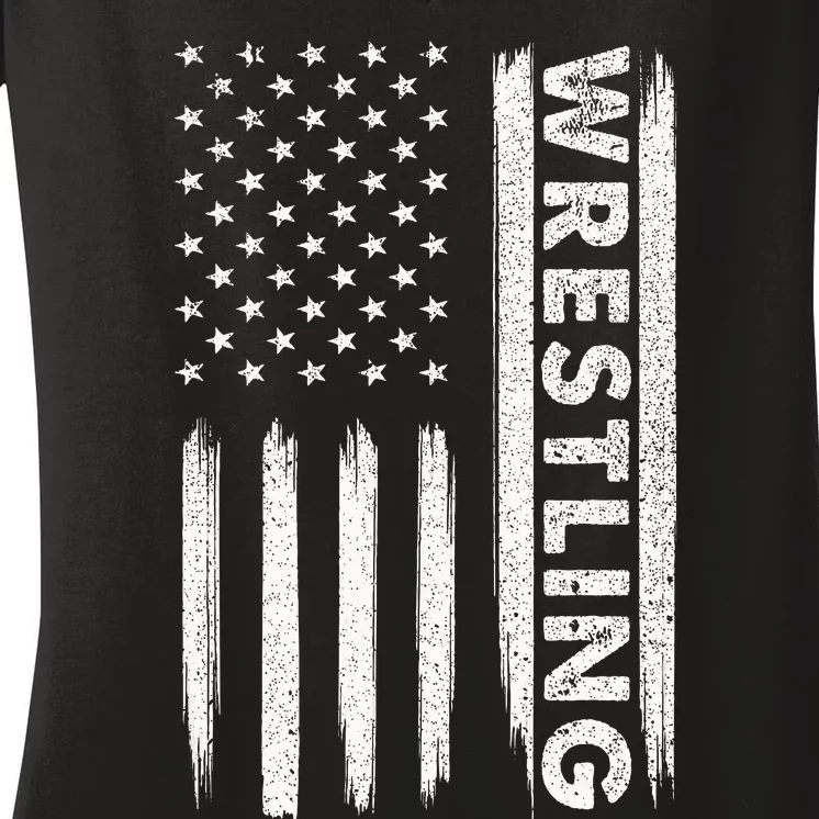 Cool Wrestling Usa Design Wrestling Coach Women's V-Neck T-Shirt