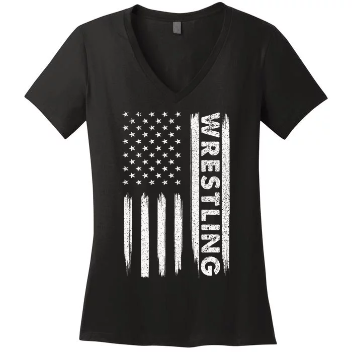 Cool Wrestling Usa Design Wrestling Coach Women's V-Neck T-Shirt