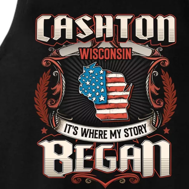 Cashton Wisconsin Usa Flag Independence Day Gift Ladies Tri-Blend Wicking Tank