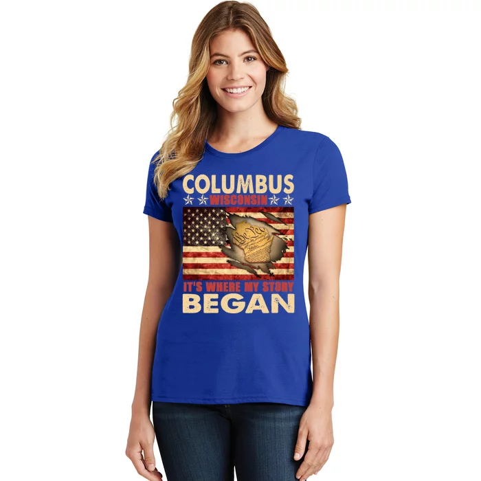 Columbus Wisconsin Usa Flag Independence Day Gift Women's T-Shirt