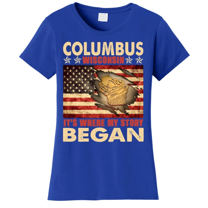 Columbus Wisconsin Usa Flag Independence Day Gift Women's T-Shirt