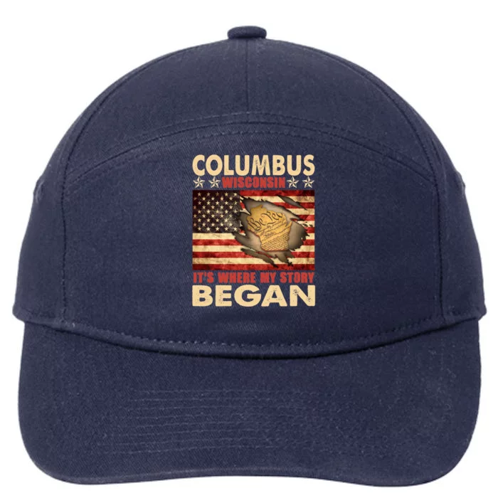 Columbus Wisconsin Usa Flag Independence Day Gift 7-Panel Snapback Hat