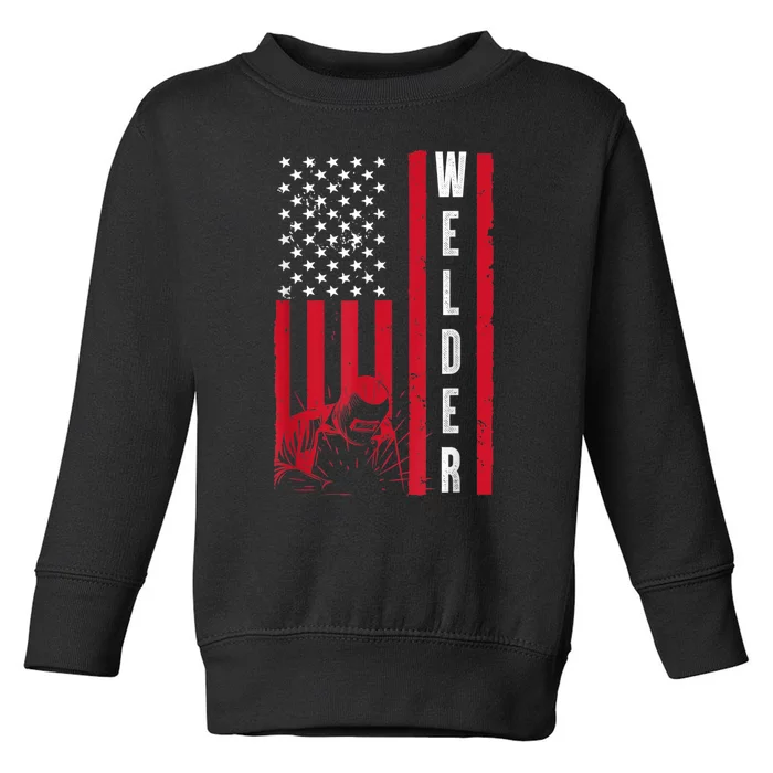 Cool Welding US Flag Art For Men Women Welder Welding Lover Toddler Sweatshirt