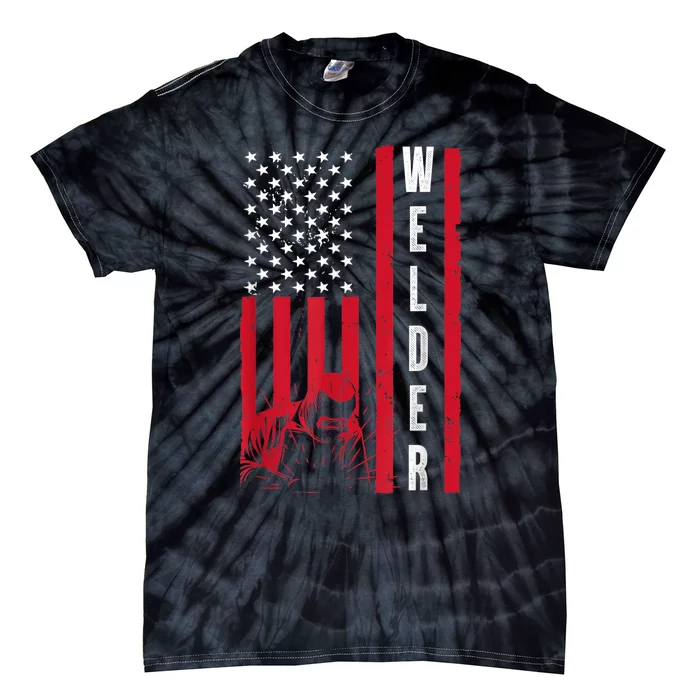 Cool Welding US Flag Art For Men Women Welder Welding Lover Tie-Dye T-Shirt