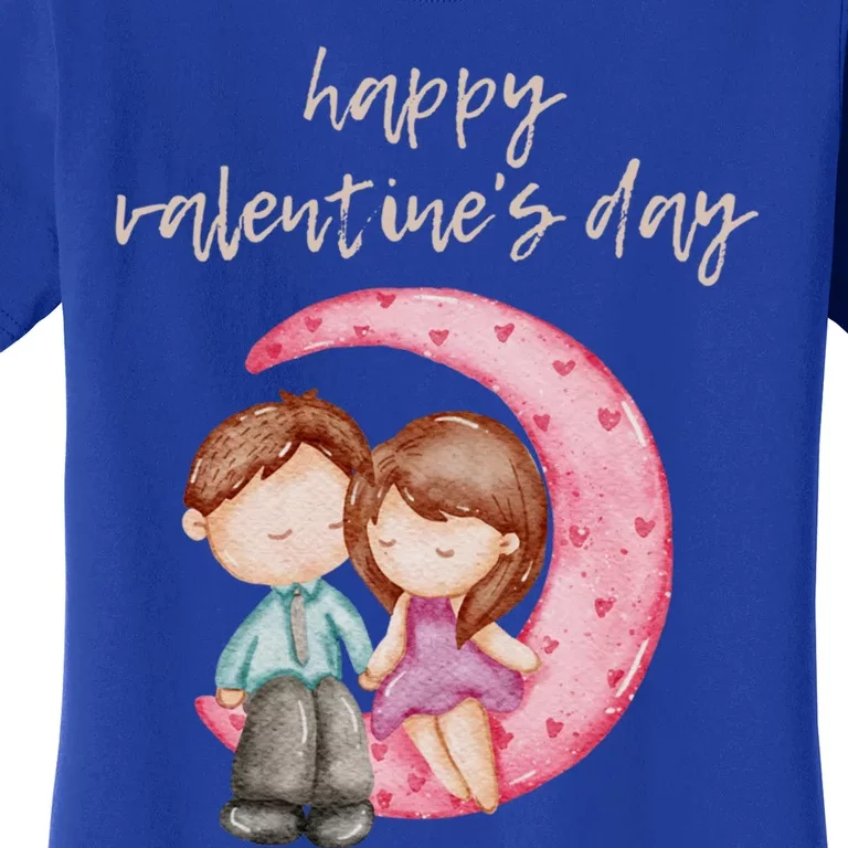 Cute Watercolor Valentine's Day Happy Love Day For Couples Cool Gift Women's T-Shirt