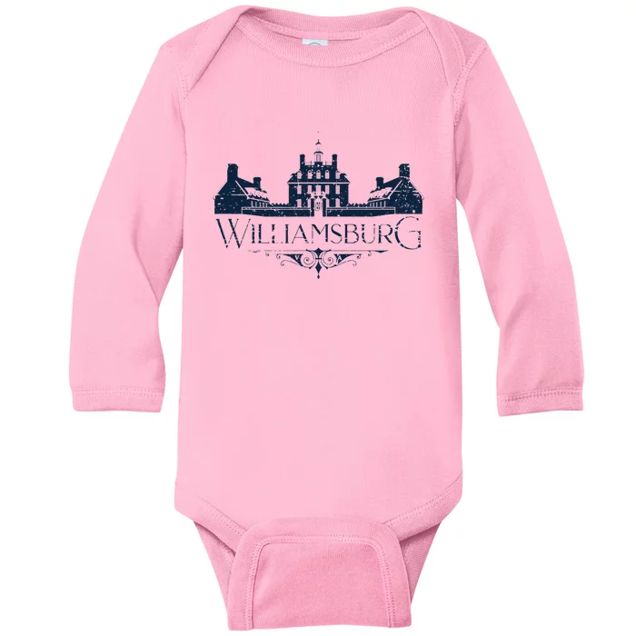 Colonial Williamsburg Virginia Vintage Distressed Style Baby Long Sleeve Bodysuit