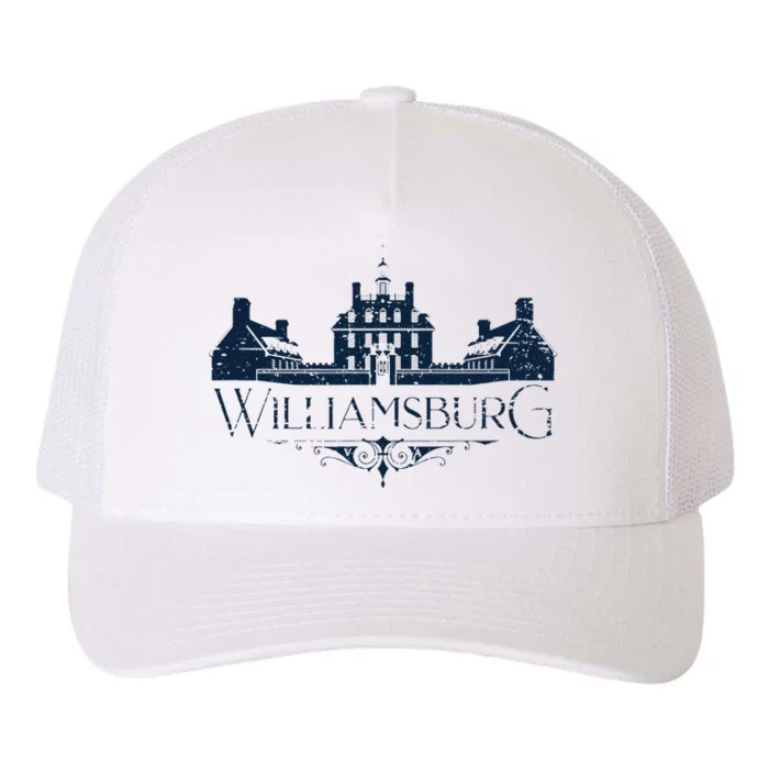 Colonial Williamsburg Virginia Vintage Distressed Style Yupoong Adult 5-Panel Trucker Hat