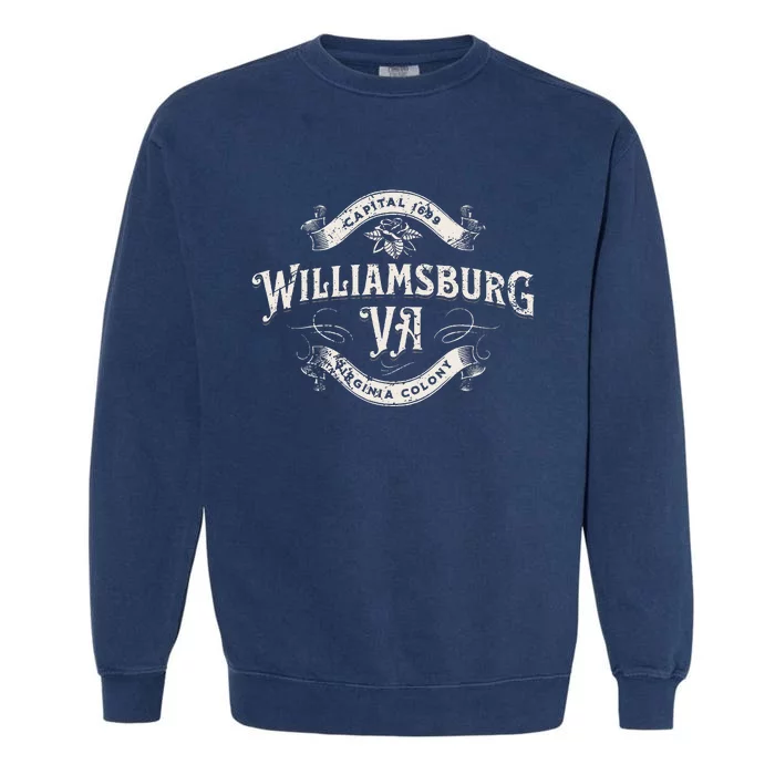 Colonial Williamsburg Virginia Vintage Distressed Design Garment-Dyed Sweatshirt