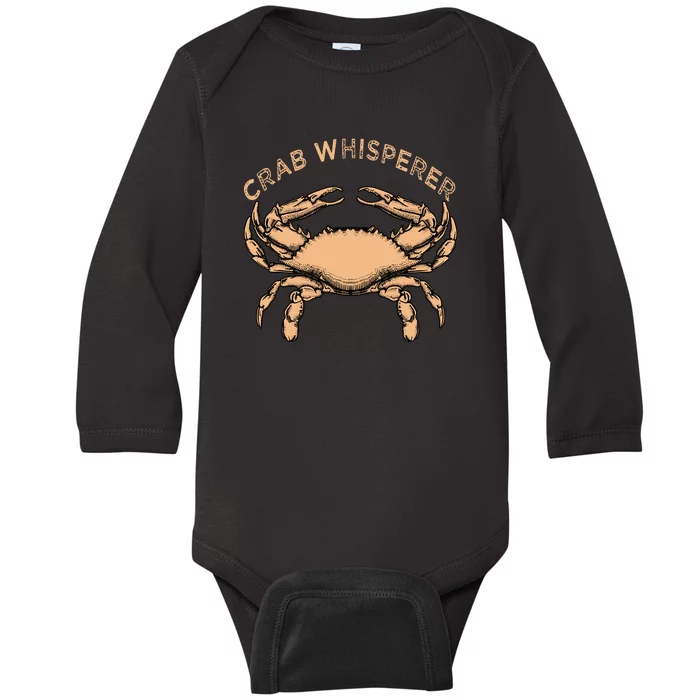 Crab Whisperer Vintage Crabbing Hunting Fishing Crabs Baby Long Sleeve Bodysuit