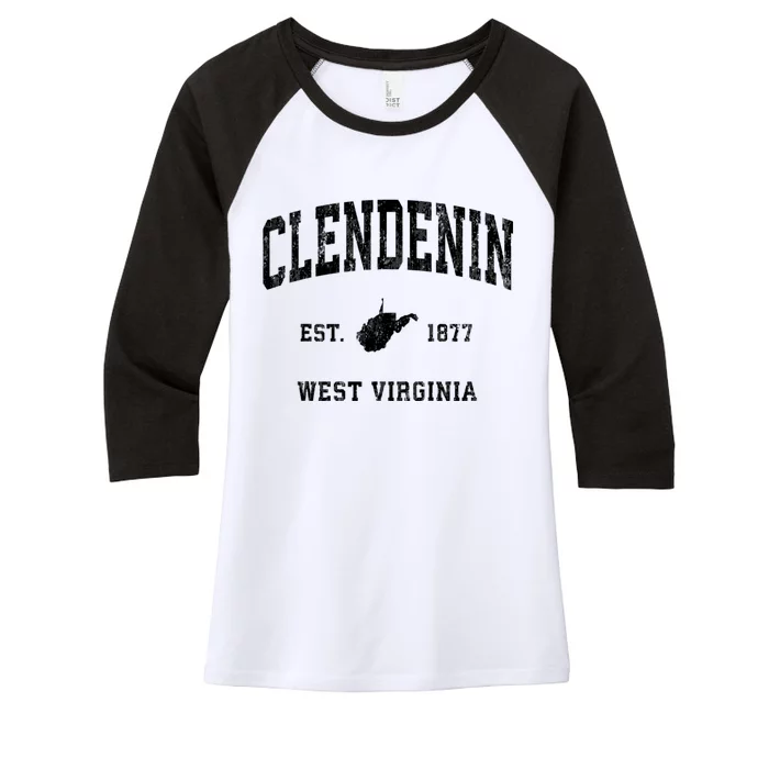 Clendenin West Virginia Wv Vintage Athletic Women's Tri-Blend 3/4-Sleeve Raglan Shirt