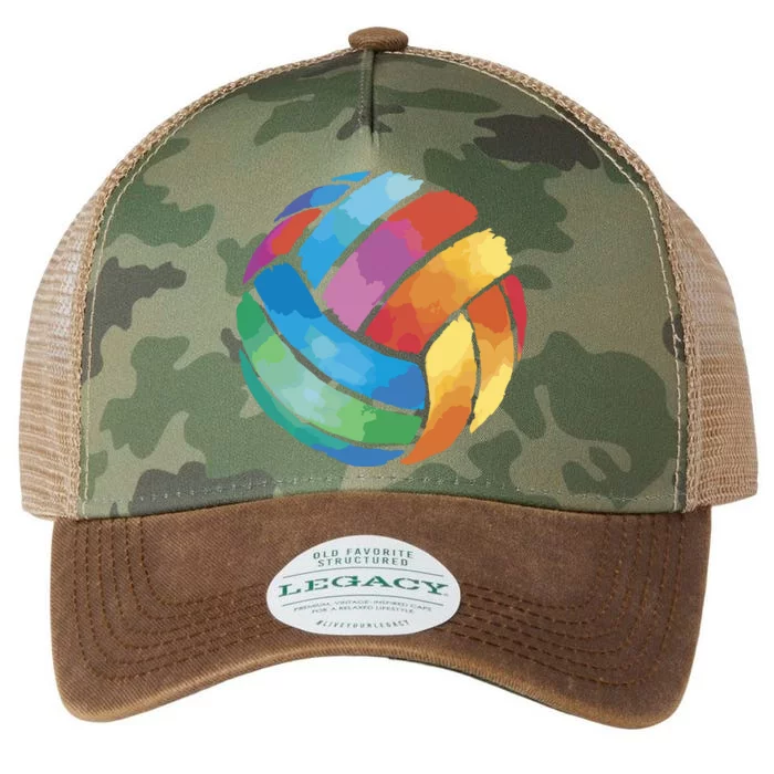 Colorful Watercolor Vollyball Legacy Tie Dye Trucker Hat