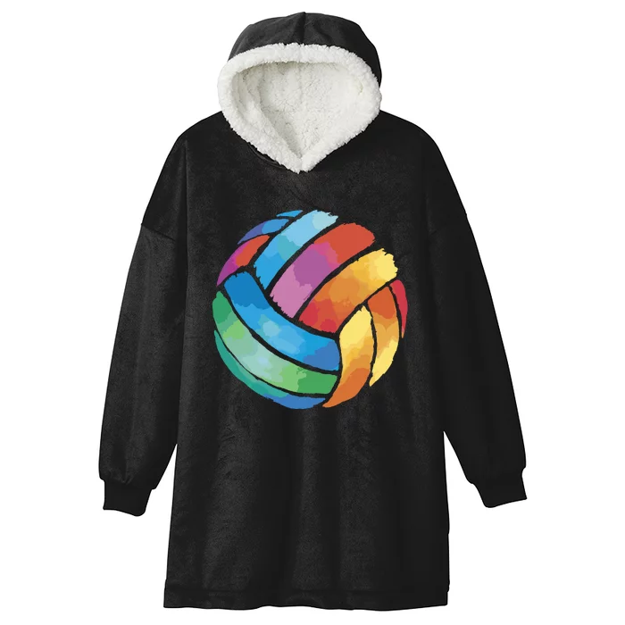 Colorful Watercolor Vollyball Hooded Wearable Blanket