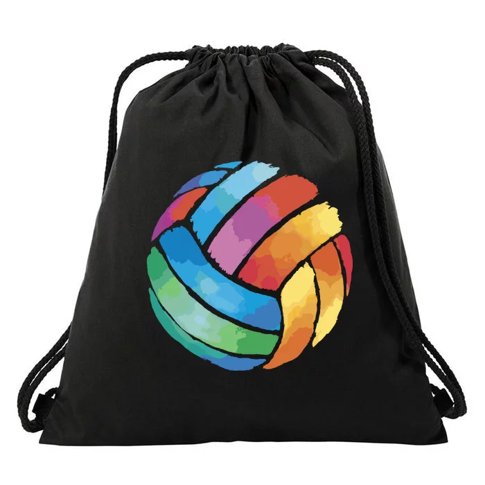 Colorful Watercolor Vollyball Drawstring Bag