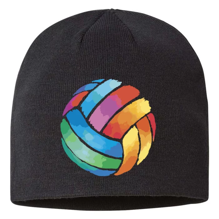 Colorful Watercolor Vollyball 8 1/2in Sustainable Knit Beanie