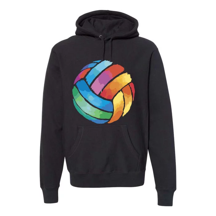 Colorful Watercolor Vollyball Premium Hoodie