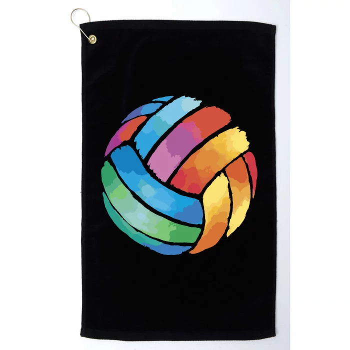 Colorful Watercolor Vollyball Platinum Collection Golf Towel