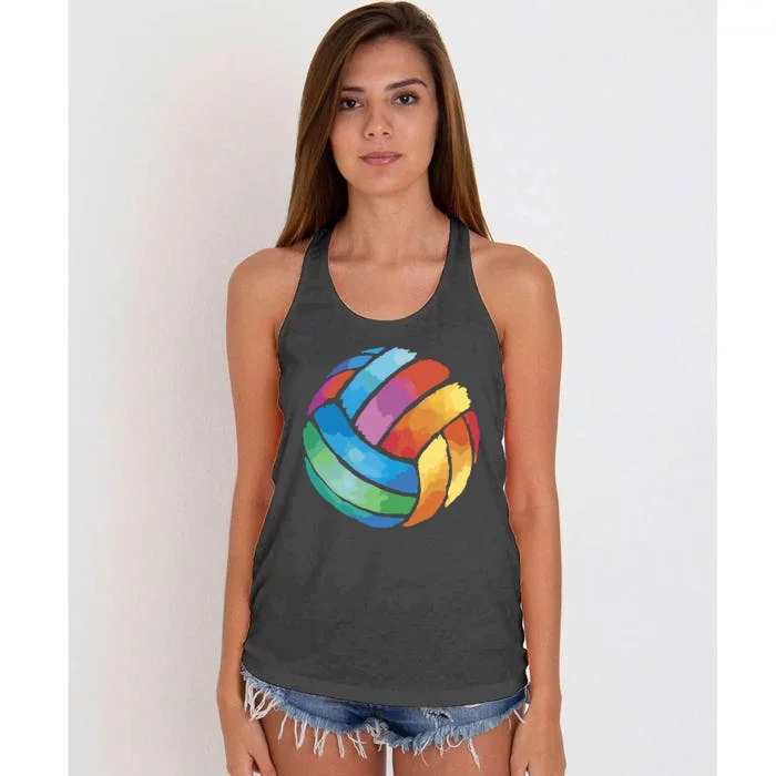 Colorful Watercolor Vollyball Women's Knotted Racerback Tank