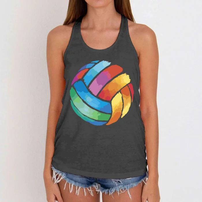 Colorful Watercolor Vollyball Women's Knotted Racerback Tank