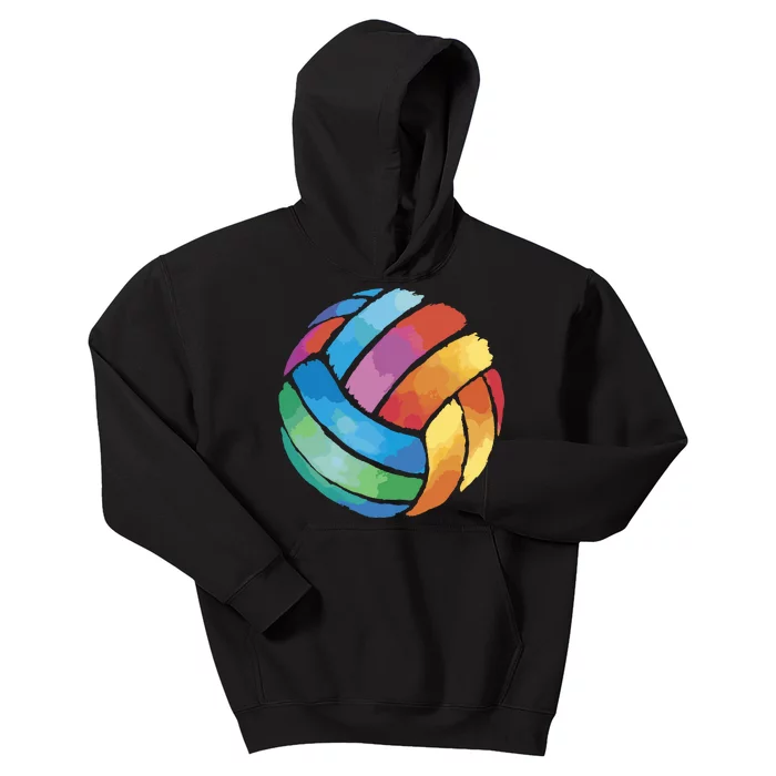 Colorful Watercolor Vollyball Kids Hoodie