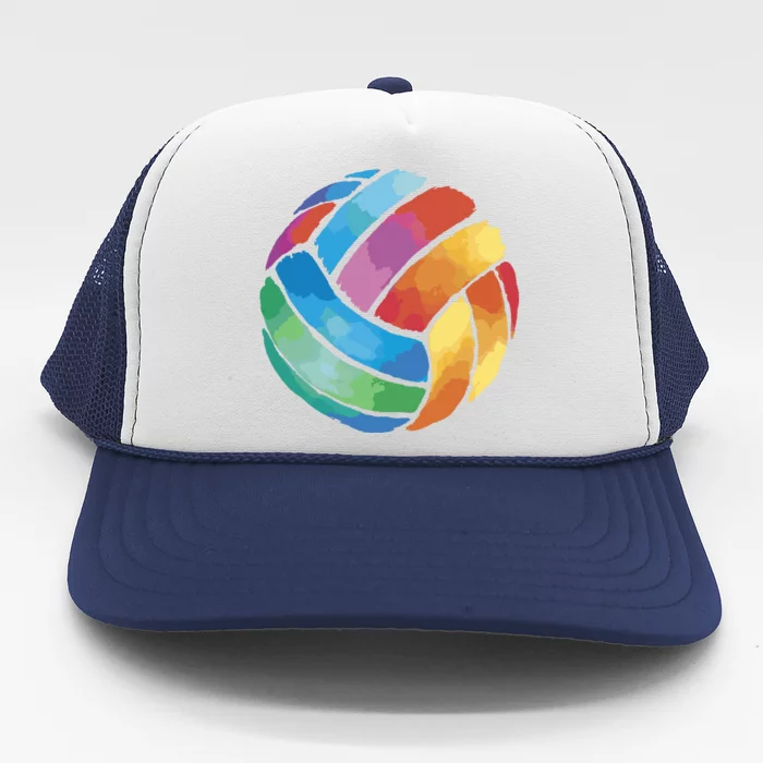 Colorful Watercolor Vollyball Trucker Hat