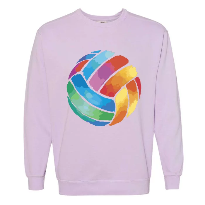 Colorful Watercolor Vollyball Garment-Dyed Sweatshirt