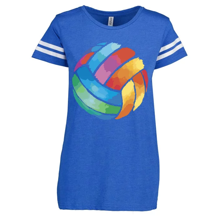 Colorful Watercolor Vollyball Enza Ladies Jersey Football T-Shirt