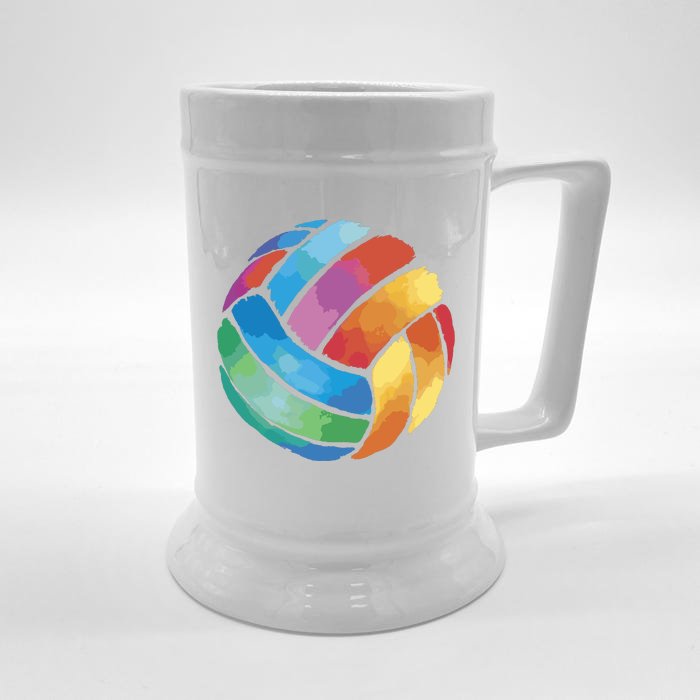 Colorful Watercolor Vollyball Front & Back Beer Stein