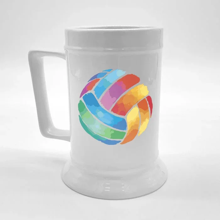 Colorful Watercolor Vollyball Front & Back Beer Stein