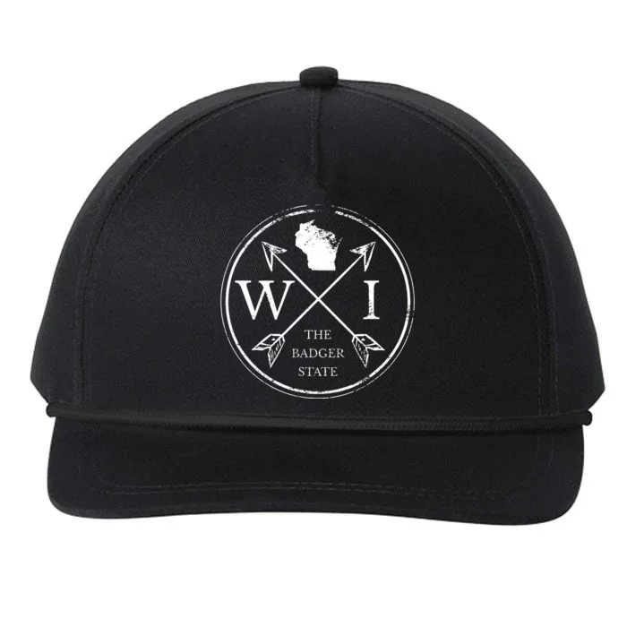 Cute Wisconsin Wi The Badger State Map Wisconsin Snapback Five-Panel Rope Hat