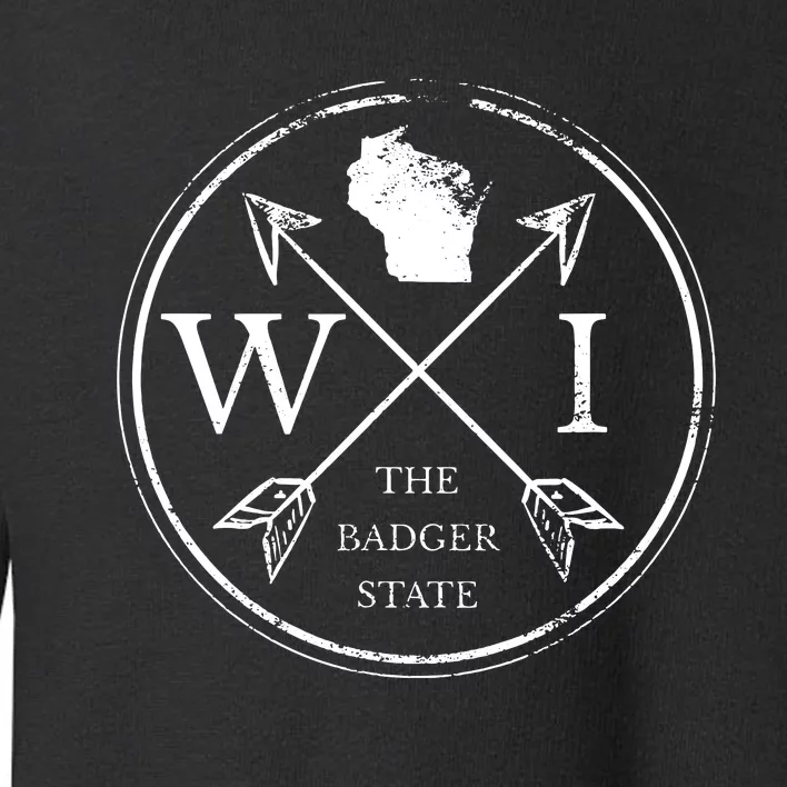 Cute Wisconsin Wi The Badger State Map Wisconsin Toddler Sweatshirt