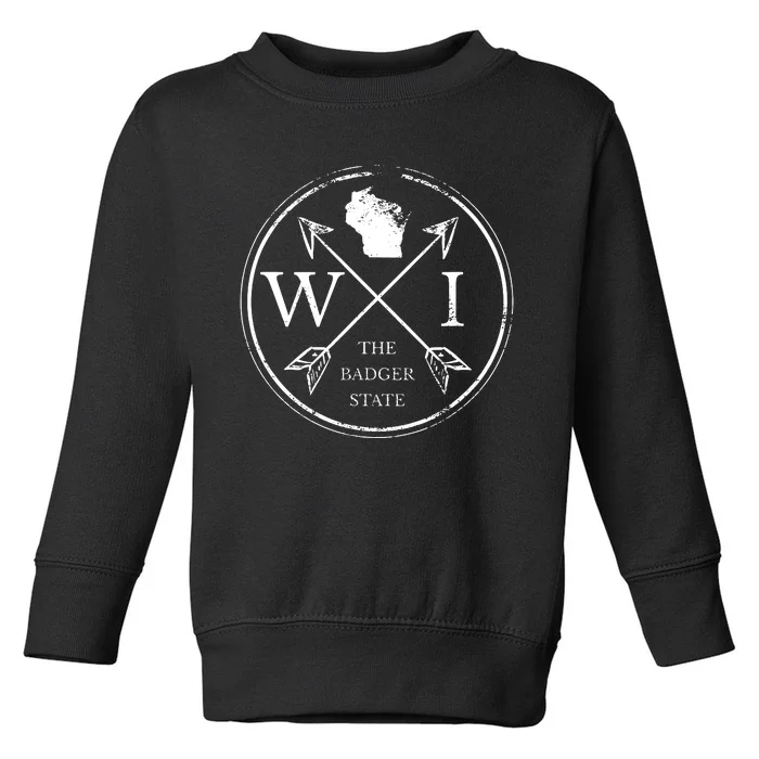 Cute Wisconsin Wi The Badger State Map Wisconsin Toddler Sweatshirt