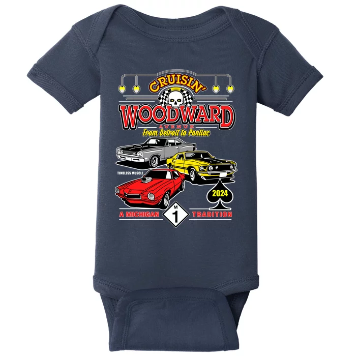 Crusin Woodward Woodward Ave Detroit To Pontiac A Michigan Tradition 2024 Baby Bodysuit