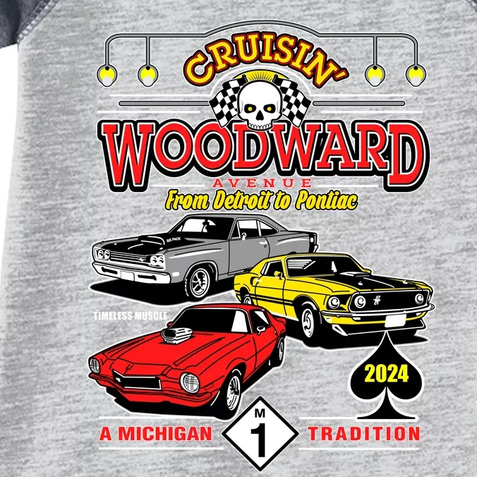 Crusin Woodward Woodward Ave Detroit To Pontiac A Michigan Tradition 2024 Infant Baby Jersey Bodysuit