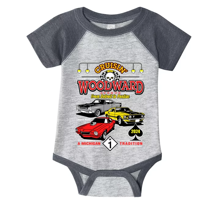 Crusin Woodward Woodward Ave Detroit To Pontiac A Michigan Tradition 2024 Infant Baby Jersey Bodysuit