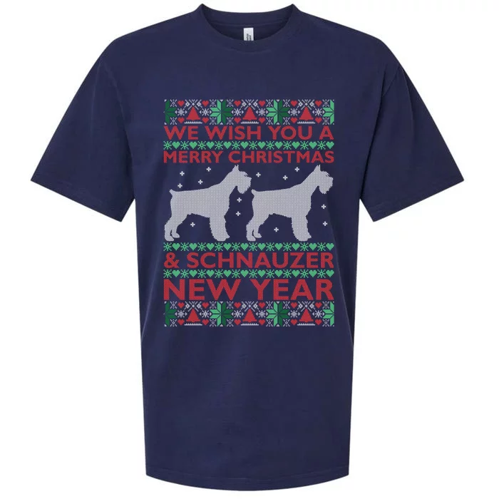 Cool We Wish You A Merry Christmas Schnauzer Ugly Sweater Gift Sueded Cloud Jersey T-Shirt