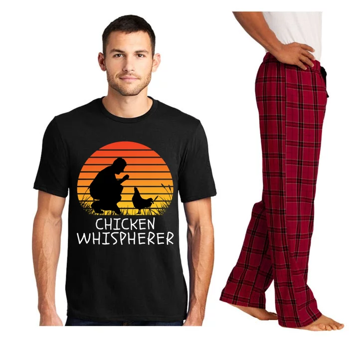 Chicken Whisperer With Retro Sunset, Funny Chickens, Farmer Pajama Set