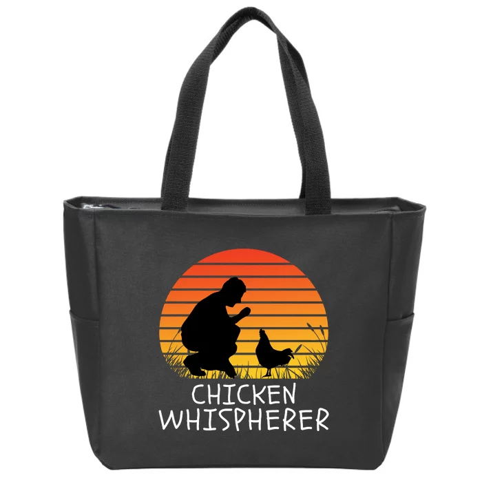 Chicken Whisperer With Retro Sunset, Funny Chickens, Farmer Zip Tote Bag