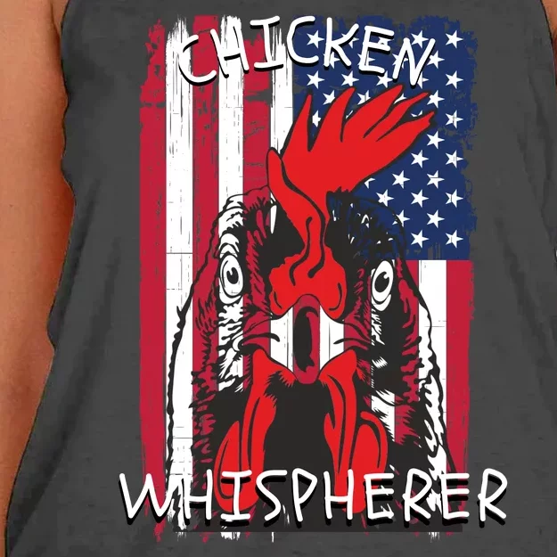 Chicken Whisperer With Grudge USA Flag, Funny Backyard Chickens Women's Knotted Racerback Tank