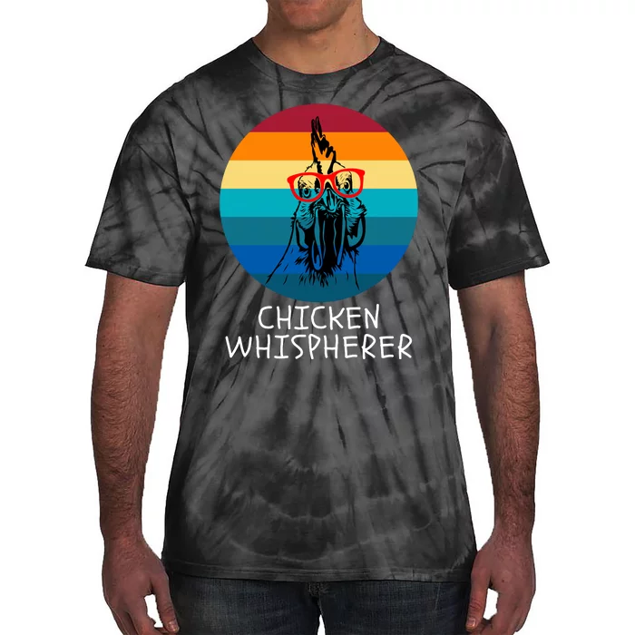 Chicken Whisperer With Retro Sunset, Funny Chicken, Farmer Tie-Dye T-Shirt