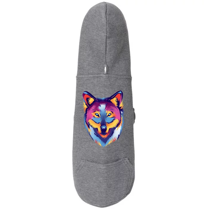 Colorful Wolf Wild Animal Doggie 3-End Fleece Hoodie