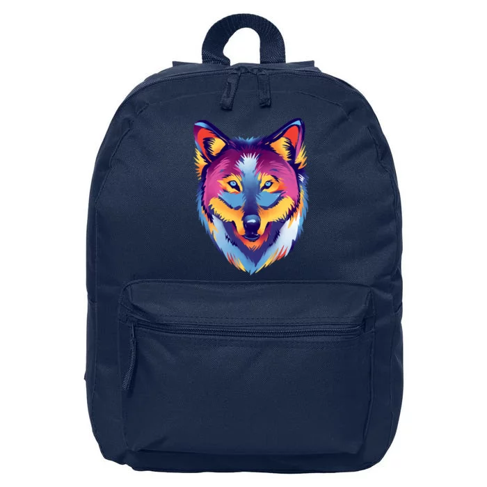 Colorful Wolf Wild Animal 16 in Basic Backpack