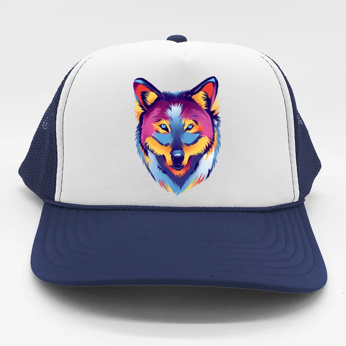 Colorful Wolf Wild Animal Trucker Hat