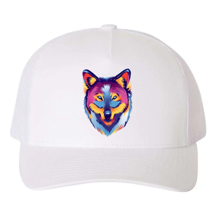 Colorful Wolf Wild Animal Yupoong Adult 5-Panel Trucker Hat