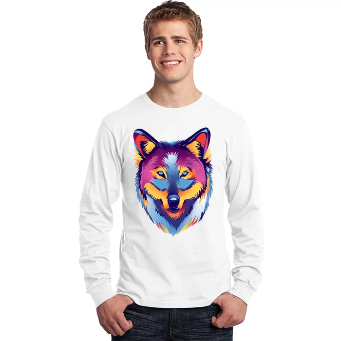 Colorful Wolf Wild Animal Long Sleeve Shirt