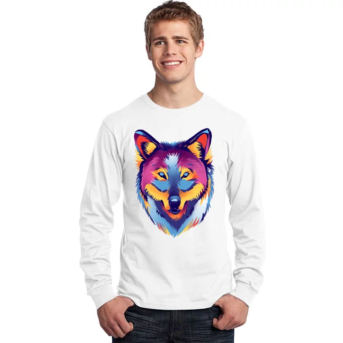 Colorful Wolf Wild Animal Tall Long Sleeve T-Shirt