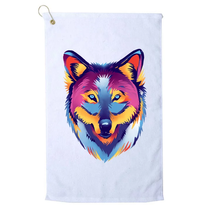 Colorful Wolf Wild Animal Platinum Collection Golf Towel