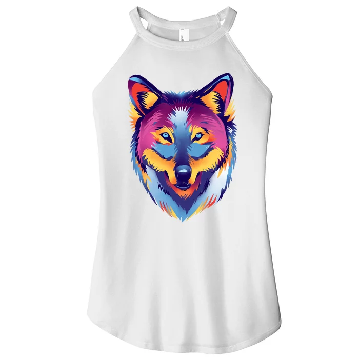 Colorful Wolf Wild Animal Women’s Perfect Tri Rocker Tank