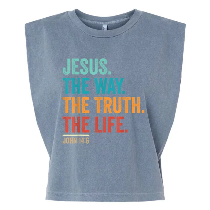 Christian Worship Women Men Jesus The Way Truth Life Garment-Dyed Women's Muscle Tee