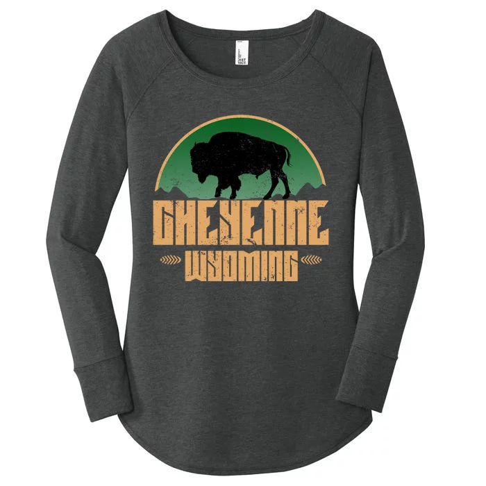 Cheyenne Wyoming WY Buffalo Bison Women's Perfect Tri Tunic Long Sleeve Shirt