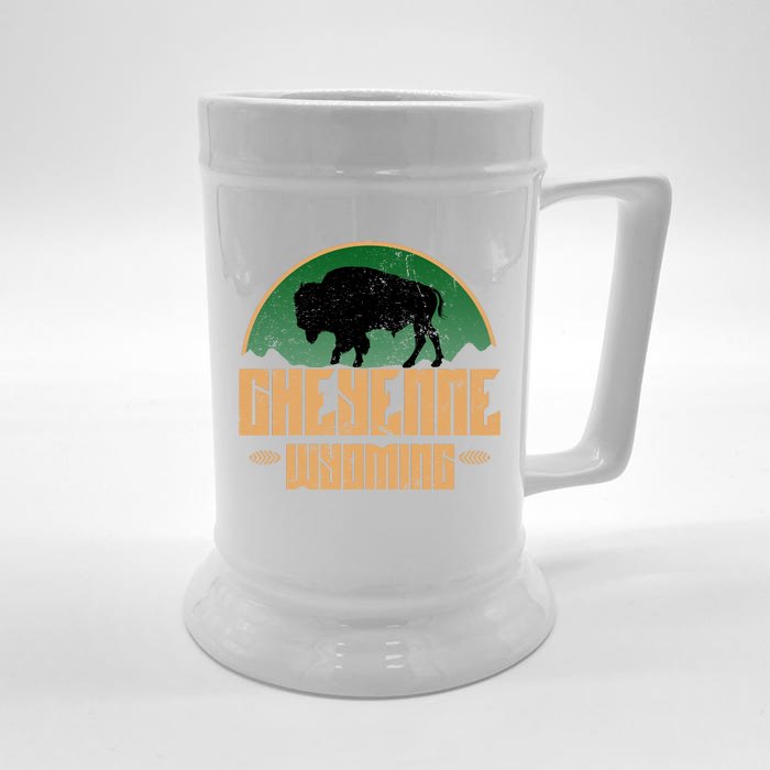 Cheyenne Wyoming WY Buffalo Bison Front & Back Beer Stein